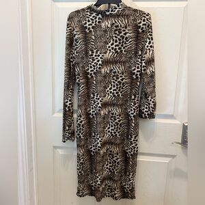Chic Animal Print Long Sleeve Dress
